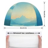 yanfind Swimming Cap Coyle Lakeside Sunrise Early Morning Minimal Art Gradient Landscape Scenic Panorama Elastic,suitable for long and short hair