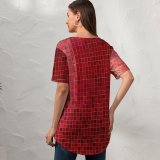 yanfind V Neck T-shirt for Women Tile Glaze Glazed Glazing Varnish Icing Wall Glow Glowing Texture Disco Glitter Summer Top  Short Sleeve Casual Loose