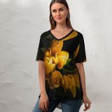 yanfind V Neck T-shirt for Women Arrangement Plant Commons Bouquet Blossom Flower Tulips Tulip Spring Creative Flowers Summer Top  Short Sleeve Casual Loose