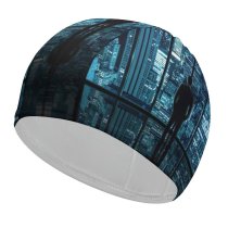yanfind Swimming Cap Dominic Kamp Black Dark York City Cityscape City Lights Reflection Skyscrapers Night Elastic,suitable for long and short hair