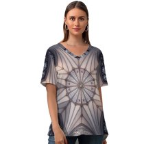 yanfind V Neck T-shirt for Women Otto Berkeley York Minster United Kingdom Cathedral Church Ancient Architecture Interior Look Summer Top  Short Sleeve Casual Loose