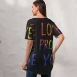 yanfind V Neck T-shirt for Women Black Dark Quotes Be You Be Love Be Proud Dark Inspirational Quotes Summer Top  Short Sleeve Casual Loose