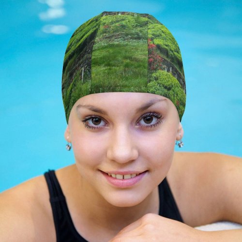 yanfind Swimming Cap Tea Estate Hill Station Greenery Western Ghats Plantation Landscape Scenery Elastic,suitable for long and short hair