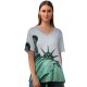 yanfind V Neck T-shirt for Women Clock Building Nyc Lady Wallpapers Architecture Free York Monument Art Pictures Summer Top  Short Sleeve Casual Loose
