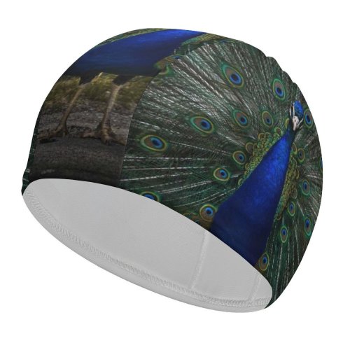 yanfind Swimming Cap  Peafowl Dark Elastic,suitable for long and short hair