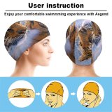 yanfind Swimming Cap Tigers Pair Frozen Winter Snow Big Cats Elastic,suitable for long and short hair