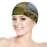 yanfind Swimming Cap Sven Muller Castle Landscape Meadow Autumn Trees Scenery Cloudy Sky Aerial Horizon Elastic,suitable for long and short hair