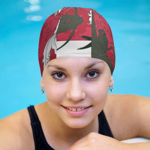 yanfind Swimming Cap Coy,japan,fish,koi,carp,japanese,pond,zen,nature,chinese,water,red,swim,exotic Elastic,suitable for long and short hair