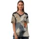 yanfind V Neck T-shirt for Women Swan Winter Lake Elegant Bird Vertebrate Beak Ducks Geese Swans Duck Waterfowl Summer Top  Short Sleeve Casual Loose
