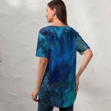 yanfind V Neck T-shirt for Women Robert Kohlhuber Abstract Liquid Art Macro Patterns  Summer Top  Short Sleeve Casual Loose