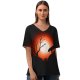 yanfind V Neck T-shirt for Women Suryapraveen Dark Minimal Jaguar Cat Sun Silhouette Summer Top  Short Sleeve Casual Loose