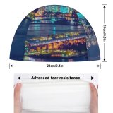 yanfind Swimming Cap Daniam Chou Hong Kong City Cityscape Nightlife Skyscrapers Waterfront Reflections River Nighttime Elastic,suitable for long and short hair