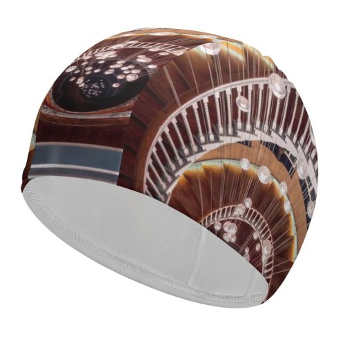 yanfind Swimming Cap Otto Berkeley Spiral Staircase Wooden Lights Look Descent Interior Curves Elastic,suitable for long and short hair