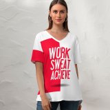 yanfind V Neck T-shirt for Women Quotes Challenge Yourself Make Your Dream Become Reality Work Sweat Achieve Inspirational Summer Top  Short Sleeve Casual Loose