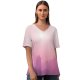 yanfind V Neck T-shirt for Women Meiying Ng Cityscape Urban Foggy Sunrise Skyscrapers Summer Top  Short Sleeve Casual Loose