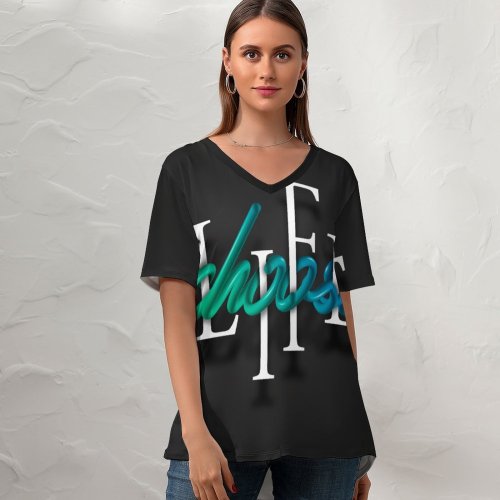 yanfind V Neck T-shirt for Women Marcos Scalone Black Dark Quotes Choose Life Inspirational Quotes Typography Summer Top  Short Sleeve Casual Loose