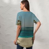 yanfind V Neck T-shirt for Women Bay Ocean Shack Building Expectations Sea Wallpapers Turquoise Beach Australia Outdoors Summer Top  Short Sleeve Casual Loose