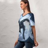 yanfind V Neck T-shirt for Women Graphics CGI Black Dark SpiderMan Night Monkey MARVEL Contest Champions Summer Top  Short Sleeve Casual Loose
