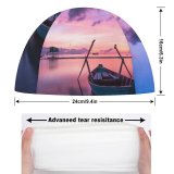 yanfind Swimming Cap Rowing Boat Sunset Beach Reflection Evening Dawn Ocean Purple Sky Clouds Seascape Elastic,suitable for long and short hair