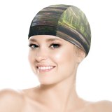 yanfind Swimming Cap Sasin Tipchai Rainforest Wooden  Daylight Footpath Forest Elastic,suitable for long and short hair