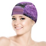 yanfind Swimming Cap Cherry  Trees Purple Flowers Pathway Park Floral Colorful Spring Beautiful Elastic,suitable for long and short hair