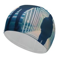 yanfind Swimming Cap Otto Berkeley Vanishing Point Lights Patterns Symmetrical Indoor Elastic,suitable for long and short hair