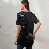 yanfind V Neck T-shirt for Women Black Dark Neon Dark Hoodie Light Summer Top  Short Sleeve Casual Loose