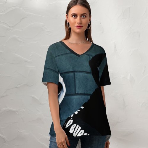 yanfind V Neck T-shirt for Women Chaozzy Lin Persons Sweatshirt Anonymous Hoodie Summer Top  Short Sleeve Casual Loose
