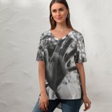 yanfind V Neck T-shirt for Women Faceless Facele Wallpapers Hiiden Palm Nancy Pictures Hate Face Creative France Summer Top  Short Sleeve Casual Loose