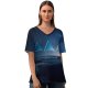 yanfind V Neck T-shirt for Women Karan Gujar Winter Starry Sky Triangles Dark Night Fusion Landscape Summer Top  Short Sleeve Casual Loose