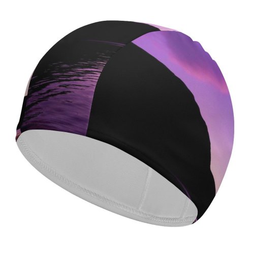 yanfind Swimming Cap B Lake District National Park United  England Purple Sky Silhouette Elastic,suitable for long and short hair