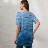 yanfind V Neck T-shirt for Women Waves Wind Aqua Azure Ocean Sea Calm Sky Electric Summer Top  Short Sleeve Casual Loose