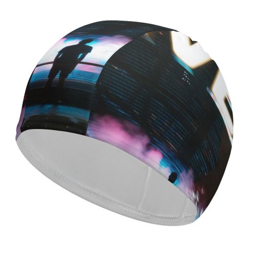 yanfind Swimming Cap Universal Images Night Mist Word Globe Singapore Outdoors Fountain Urban Stock Free Elastic,suitable for long and short hair