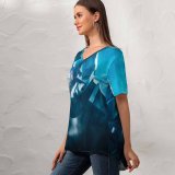 yanfind V Neck T-shirt for Women Republic Summer Top  Short Sleeve Casual Loose