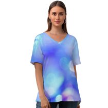 yanfind V Neck T-shirt for Women Glitter HQ Texture Colour Wallpapers Floating Ogden Supernatural Mystical Free States Summer Top  Short Sleeve Casual Loose