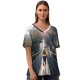 yanfind V Neck T-shirt for Women Athleisure Life Outdoors Vigour Spirited Stock Free Sporty Energy Running Sunlight Summer Top  Short Sleeve Casual Loose