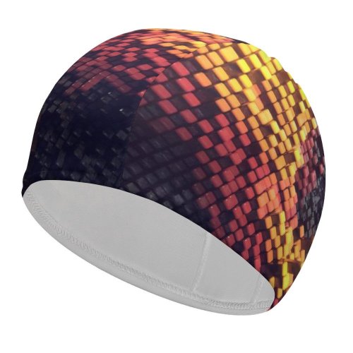 yanfind Swimming Cap Dante Metaphor Abstract Squares Rays Bars Blocks Elastic,suitable for long and short hair