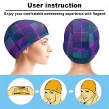 yanfind Swimming Cap Abstract Cubes Neon Elastic,suitable for long and short hair