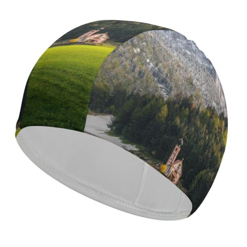 yanfind Swimming Cap Daniel Seßler Church St Johann Villnoss Italy Alps Dolomites  Range Snow Elastic,suitable for long and short hair