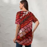 yanfind V Neck T-shirt for Women Ricardo Gomez Angel Architecture Roof Tiles Modern Texture Shapes Summer Top  Short Sleeve Casual Loose