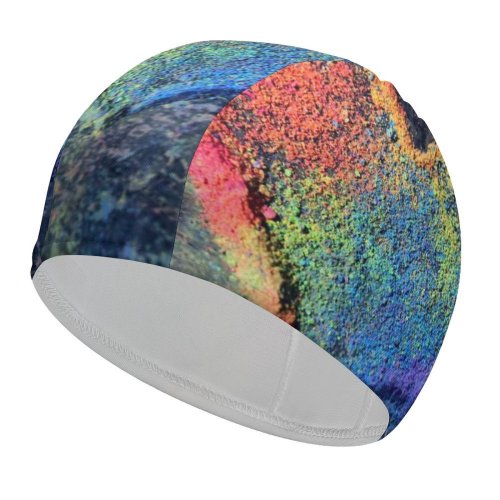 yanfind Swimming Cap Sharon McCutcheon Love Heart Rainbow Colorful Chalk Elastic,suitable for long and short hair