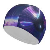 yanfind Swimming Cap Stu Ballinger Abstract  CGI Purple Spectrum Glowing Elastic,suitable for long and short hair