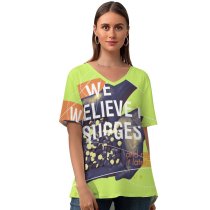 yanfind V Neck T-shirt for Women Quotes Believe Suggestion Regret Summer Top  Short Sleeve Casual Loose