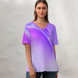 yanfind V Neck T-shirt for Women Abstract Gradients Galaxy S Bubble Summer Top  Short Sleeve Casual Loose