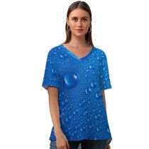 yanfind V Neck T-shirt for Women Droplets Drops Summer Top  Short Sleeve Casual Loose