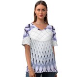 yanfind V Neck T-shirt for Women Architecture Ceiling Dome Skylight Look Indoor Structure Geometrical Summer Top  Short Sleeve Casual Loose