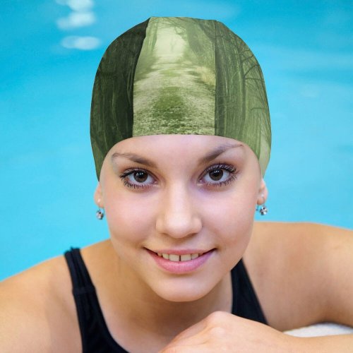 yanfind Swimming Cap Johannes Plenio Forest Path Fall Calm Elastic,suitable for long and short hair