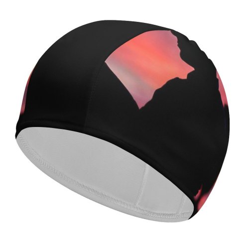yanfind Swimming Cap Travis Grossen Love Couple Silhouette Sunset Romantic Elastic,suitable for long and short hair