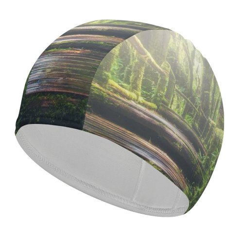yanfind Swimming Cap Sasin Tipchai Rainforest Wooden  Daylight Footpath Forest Elastic,suitable for long and short hair