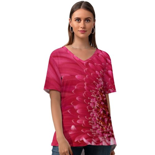yanfind V Neck T-shirt for Women Joe DeSousa Flowers Gerbera Daisy Daisy Flower Daisy Flower Summer Top  Short Sleeve Casual Loose